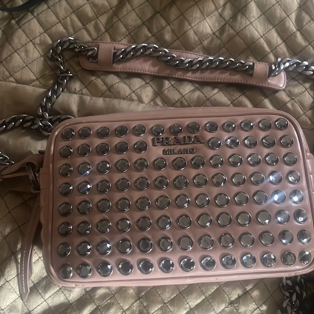 Prada Pink Crossbody Bag with Silver Accents